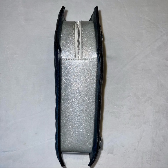Lux de Ville Elvira Matte Black and Silver Sparkle Coffin Backpack - Picture 4 of 14